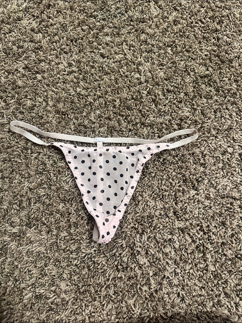 Polka Dot Pink Satin Thong